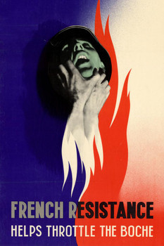 French Resistance Helps Throttle the Boche WPA War Propaganda Cool Wall Decor Art Print Poster 16x24