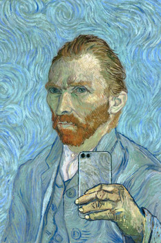 Vincent Van Gogh Selfie Portrait Painting Funny Van Gogh Wall Art Impressionist Portrait Painting Style Fine Art Home Decor Realism Artwork Decorative Wall Decor Cool Wall Decor Art Print Poster 16x24