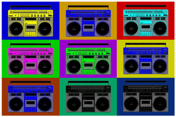 Pop Art Boombox Grid Cool Wall Art Print Poster 24x36
