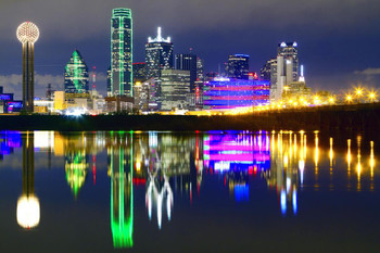 Laminated Downtown Dallas Texas Skyline Reflections Photo Photograph Poster Dry Erase Sign 24x16