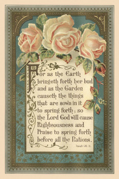 Laminated Isaiah 61 11 Illustrated Victorian Bible Quotation Poster Dry Erase Sign 16x24