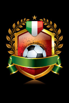 Laminated Italy Soccer Icon with Flag and Laurel Wreath Sports Poster Dry Erase Sign 16x24