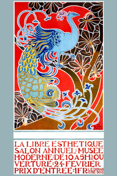 La Libre Esthetique France Peacock Vintage Illustration Travel Art Deco Vintage French Wall Art Nouveau French Advertising Vintage Cool Wall Decor Art Print Poster 16x24