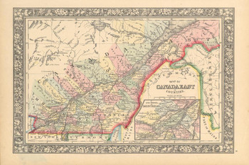 Laminated Eastern Canada Circa 1850 Antique Style Map Poster Dry Erase Sign 24x16