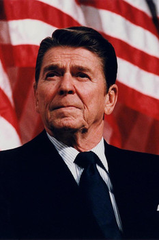 Laminated Ronald Reagan American Flag Photo Poster Dry Erase Sign 16x24