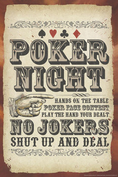 Laminated Poker Night Sign No Jokers Poster Dry Erase Sign 16x24