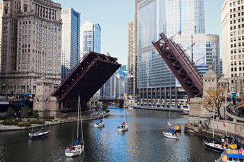 Laminated Michigan Avenue Bridge Chicago Illinois Photo Photograph Poster Dry Erase Sign 24x16