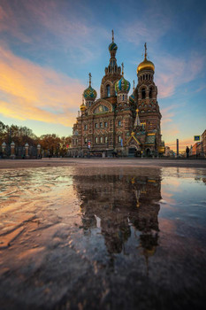 Laminated Church of the Savior Spilled Blood St Petersburg Reflection Photo Photograph Poster Dry Erase Sign 16x24