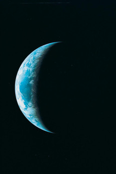 Laminated Crescent Shaped View of Earth from Outer Space Photo Photograph Poster Dry Erase Sign 16x24