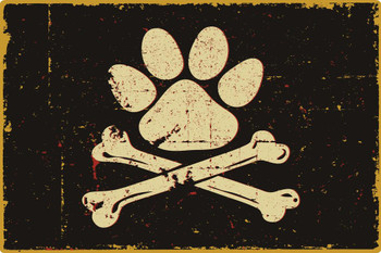 Laminated Doggy Roger Paw Print Pirate Flag Poster Dry Erase Sign 24x16