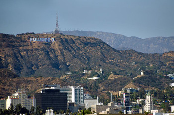 Laminated Los Angeles California Skyline Hollywood Sign Photo Photograph Poster Dry Erase Sign 24x16