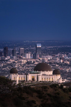 Laminated Griffith Park Observatory and Los Angeles Skyline Photo Photograph Poster Dry Erase Sign 16x24