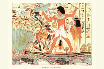 Laminated Ancient Egyptians Hieroglyphics Hunting Birds Poster Dry Erase Sign 24x16