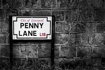 Laminated Penny Lane City of Liverpool England Street Sign Photo Photograph Poster Dry Erase Sign 24x16