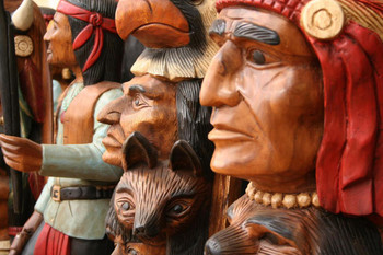 Laminated Native American Indian Wood Carvings Statues Photo Photograph Poster Dry Erase Sign 16x24