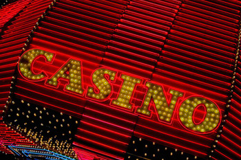 Laminated Casino Neon Sign Las Vegas Nevada Illuminated Close Up Photo Photograph Poster Dry Erase Sign 24x16