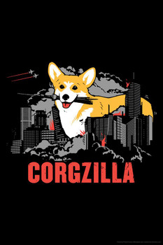 Corgizilla Funny Puppy Posters For Wall Funny Dog Wall Art Dog Wall Decor Puppy Posters For Kids Bedroom Animal Wall Poster Cute Animal Posters Cool Wall Art Print Poster 24x36