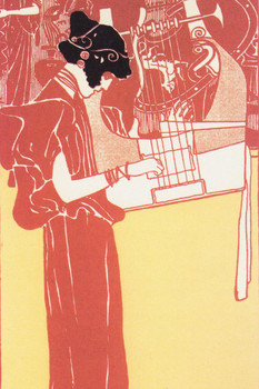 Laminated Gustav Klimt Musik 1901 Portrait Art Nouveau Prints and Posters Gustav Klimt Canvas Wall Art Fine Art Wall Decor Women Music Instrument Abstract Painting Poster Dry Erase Sign 16x24