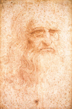 Laminated Leonardo Da Vinci Presumed Self Portrait Red Chalk Fine Art Realism Artwork Davinci Drawings Portrait Oil Painting Wall Art Renaissance Posters Canvas Vinci Art Poster Dry Erase Sign 16x24