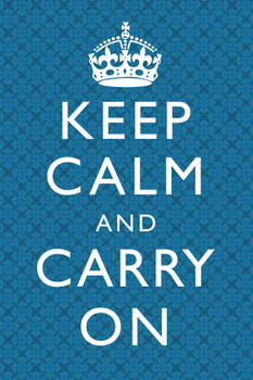 Laminated Keep Calm Carry On Motivational Inspirational WWII British Morale Blue Plaid Poster Dry Erase Sign 16x24