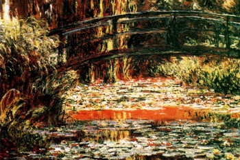 Laminated Claude Monet Japanese Foot Bridge at Giverny Impressionist Art Posters Claude Monet Prints Nature Landscape Painting Claude Monet Canvas Wall Art French Print Poster Dry Erase Sign 16x24
