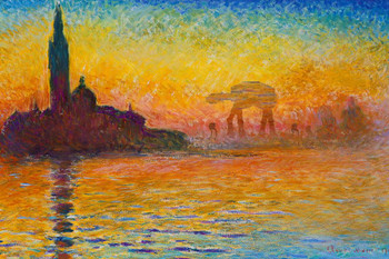 Laminated Imperial Assault at Dusk in Venice by Claude Monet Parody Art Humor Poster Dry Erase Sign 16x24