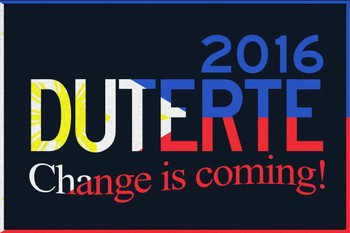 Laminated Vote Rodrigo Duterte 2016 Flag Change Is Coming Campaign Poster Dry Erase Sign 24x16