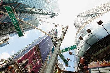 Laminated Low Angle Shot Times Square New York Manhattan Photo Photograph Poster Dry Erase Sign 24x16