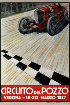 Laminated Circuito de Pozzo 1927 Italian Car Racing Vintage Poster Dry Erase Sign 16x24