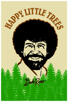 Laminated Bob Ross Happy Little Trees Retro Art Bob Ross Poster Bob Ross Collection Bob Art Painting Happy Accidents Motivational Poster Funny Bob Ross Afro and Beard Poster Dry Erase Sign 16x24