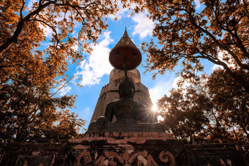 Laminated Big Buddha Temple in Chiang Mai Thailand Photo Photograph Poster Dry Erase Sign 24x16