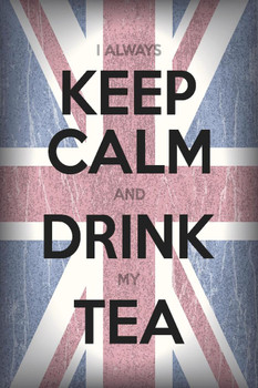 Laminated Keep Calm and Drink Tea Union Jack British Flag Poster Dry Erase Sign 16x24