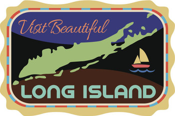 Laminated Visit Long Island Retro Travel Sticker Poster Dry Erase Sign 16x24