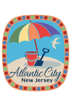 Laminated Atlantic City Retro Travel Sticker Poster Dry Erase Sign 16x24