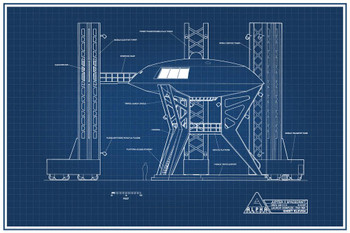 Laminated Lost In Space Jupiter 2 Launch Pad Blueprint Poster Dry Erase Sign 16x24