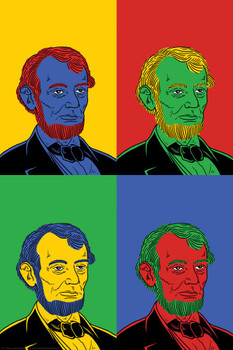 Laminated Abraham Lincoln Pop Art Poster Dry Erase Sign 16x24