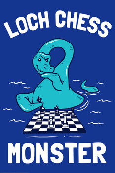 Laminated Loch Chess Monster Nessie Funny Poster Dry Erase Sign 16x24