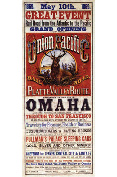 Laminated Union Pacific Platte Valley Route Omaha to San Francisco Railroad Vintage Travel Poster Dry Erase Sign 16x24