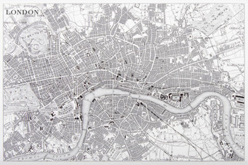 Laminated Map of London 1851 Engraving Art Poster Dry Erase Sign 24x16