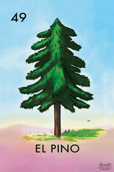 Laminated 49 El Pino Pine Tree Loteria Card Mexican Bingo Lottery Poster Dry Erase Sign 16x24