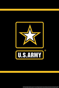 Laminated US Army Logo Gold Stripes USA Army Family American Military Veteran Motivational Patriotic Officially Licensed Poster Dry Erase Sign 16x24