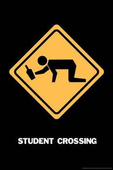 Student Crossing College Humor Cool Wall Decor Art Print Poster 24x36