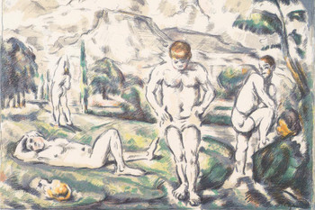 Laminated Cezanne Bathers Impressionist Posters Paul Cezanne Art Prints Human Man Landscape Painting Wall Art French Artist Wall Decor Bathing Nude Romantic Art Poster Dry Erase Sign 24x16