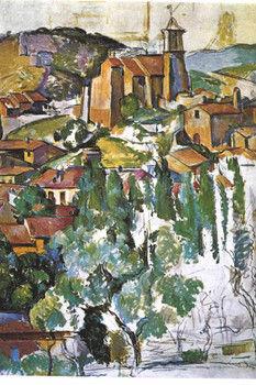 Laminated Cezanne The Village of Gardanne Impressionist Posters Paul Cezanne Prints Nature Landscape Painting Flower Wall Art French Artist Wall Decor Garden Romantic Art Poster Dry Erase Sign 16x24