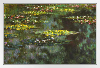 Claude Monet Waterlilies Pond Impressionist Art Posters Claude Monet Prints Nature Landscape Painting Claude Monet Canvas Wall Art French Wall Decor Monet Art White Wood Framed Poster 20x14