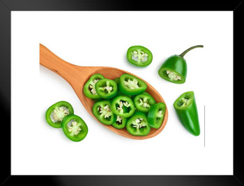 Jalapenos Spicy Green Peppers Kitchen Decorations Diner Restaurant Photo Matted Framed Wall Decor Art Print 20x26