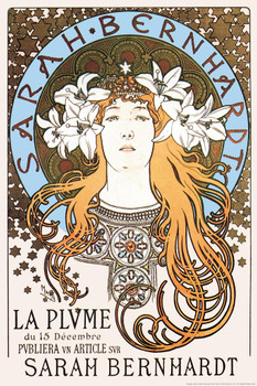 Laminated Sarah Bernhardt La Plume 1896 Alphonse Mucha Painting Art Print Art Nouveau Vintage Poster Dry Erase Sign 12x18