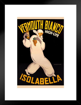 Vermouth Bianco Isolabella Wine Vintage Illustration Art Deco Liquor Vintage French Wall Art Nouveau Booze Poster Print French Advertising Vintage Art Prints Matted Framed Wall Decor Art Print 20x26