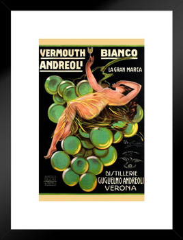 Vermouth Bianco Andreoli Wine Vintage Illustration Art Deco Liquor Vintage French Wall Art Nouveau Booze Poster Print French Advertising Vintage Art Prints Matted Framed Wall Decor Art Print 20x26