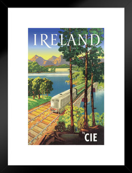 Ireland Train Railroad Vintage Travel Ad Advertisement Matted Framed Wall Decor Art Print 20x26